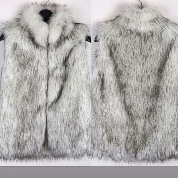 Grey High Neck Fluffy Vest - Picture 3 of 3